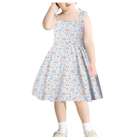 

Zlekejiko Baby Dress Kids Girls Floral Clothes Toddler Beach Dress Rainbow Slip Girls Dress&Skirt