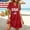 Red, variant on Women's USA Letter Flag Graphic Tunic Dress, V Notch Neck, Short Sleeves, Dual Side Pockets for Holiday Outings Black S