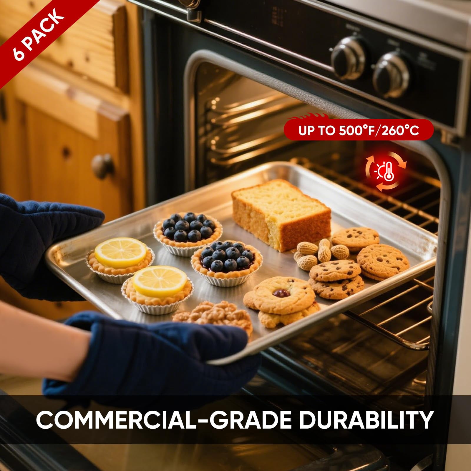 Aluminum Baking Sheet Pan 6 Quarter Size 13" × 9" Commercial Home Use