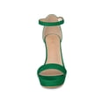 thumbnail image 5 of BLISSFUL STEP Women's Shoes Faux Suede High Chunky Heel Platform Ankle Strap Open Toe Sandals Candy Green 7, 5 of 7