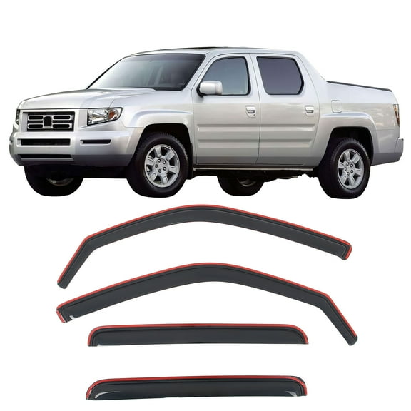Ikon Motorsports In-Channel Window Visors Fits 2006-2014 Honda Ridgeline, Slim Style Side Door Rain Vent Guard Deflectors, Acrylic Smoke 4PCS