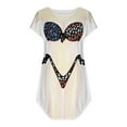 thumbnail image 2 of FcBaudy Robe à Manches Courtes à Col Rond, Robes pour Femmes, Robes d'Été pour Femmes Chemise de Bikini pour Femme par-Dessus Manches Courtes Mignonne Imprimé de Bikini par-Dessus Robe T-Shirt Ample Porter Robe pour Femme, 2 of 4