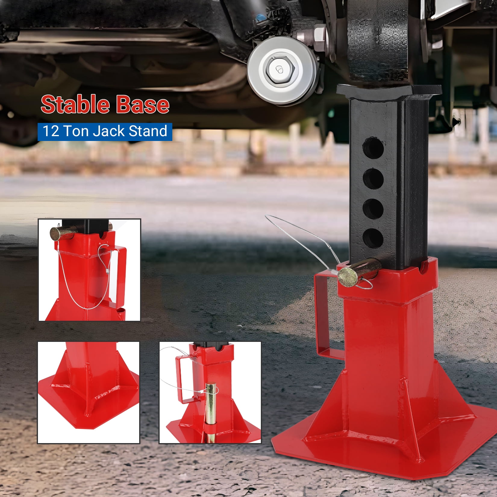 Car Jack Stand,Heavy Duty Jack Stands,Heavy Duty Pin Type Professional Car Jack Stand with Lock,12 Ton Automotive Jack Stands for Trucks Cars Auto,(26,400 lb) Capacity,1 Pair