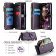 thumbnail image 3 of Asuwish Compatible with iPhone 16 Pro 6.3 inch Zipper Wallet Phone Case Tempered Glass Screen Protector Crossbody Lanyard Strap Flip Card Holder Slot Cell Cover for i Phone16 i16 16Pro Women Purple, 3 of 10
