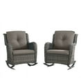thumbnail image 2 of PARKWELL Outdoor Wicker Rocking Chair - Rattan Patio Rocker Chairs with Cushions and Steel Frame - Set of 2 - Gray, 2 of 10