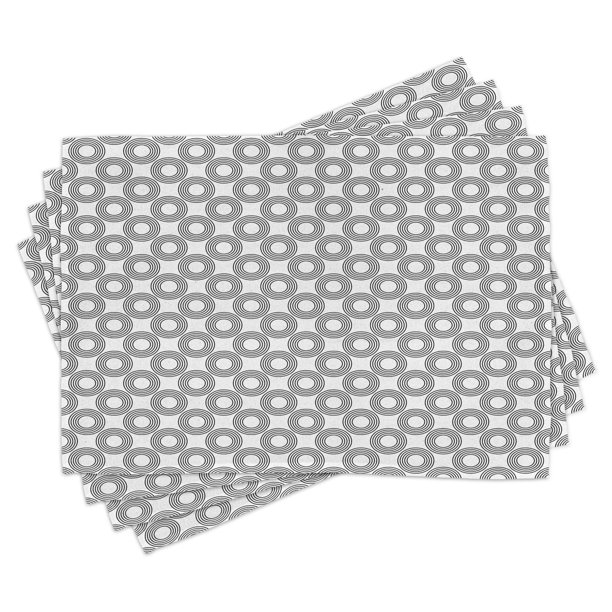 Geometric Circle Placemats Set of 4 Vinyl Records Inspired Concentric