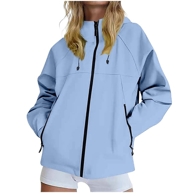 Miqool Veste de Pluie pour Femmes Imperméable Légère Coupe-Vent avec Capuche Imperméable avec Poches