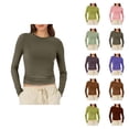 thumbnail image 1 of Hauts à Manches Longues pour Femmes 2026 Printemps à la Mode Y2k T-Shirt Court Col Rond Ajusté, 1 of 2
