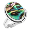 thumbnail image 1 of 925 Sterling Silver Ring For Women - Teens Multicolor Genuine Abalone Shell Gemstone Silver Ring Size 5 Simple Silver Ring Size 5 New Year Gift For Sister 925 Silver Gemstone Jewelry, 1 of 6