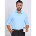 thumbnail image 4 of DARING DIVA Men's Solid Color Button Down Long Sleeves Stretch Shirts S Light Blue, 4 of 7