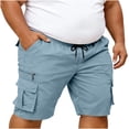 thumbnail image 4 of Sheghy Mens Cargo Shorts 100%Cotton Men Casual Fashion Solid Shorts with Multi-pocket Elastic Waist Cargo Pants Short Pants, 4 of 9