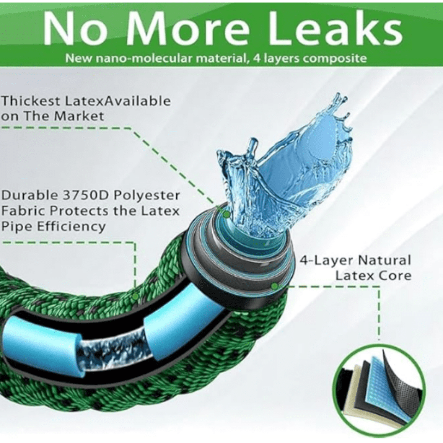 100ft Expandable Garden Hose with Holder - Heavy Duty Superior Strength 3750D - 4 -Layer Latex Core - Extra Strong Brass Connectors and 10 Spray Nozzle w/Storage Bag (Green 100)