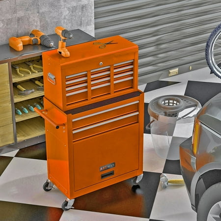 

iYofe 8 Drawers Rolling Garage Workshop Organizer Detachable Tool Chest with Large Storage Cabinet and Adjustable Shelf Heavy Metal Tool Chest for Garage Factory Workshop