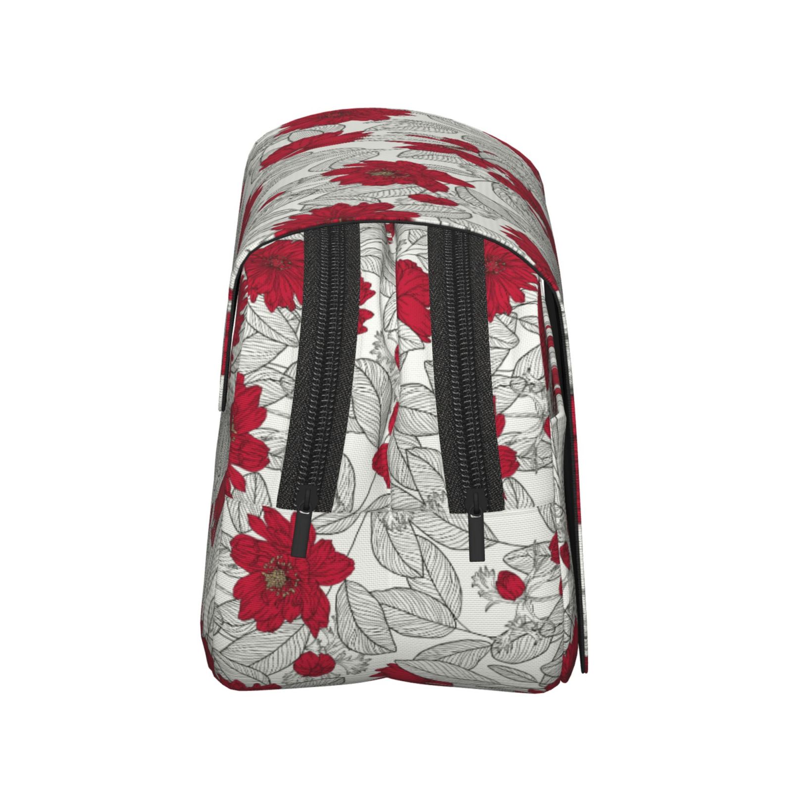 Rateoe Leaves And Anemone Flowers In Red Grey Pattern Double Clamshell Pen Case, Storage Organizer with Two Zipper Compartments– Holds Up to 50 Pencils & Pens