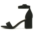 thumbnail image 2 of Cityclassified Shoes Women Low Chunky Block Heel Sandals Open Toe Ankle Strap CAKE-S Black Nubuck Suede 9, 2 of 5