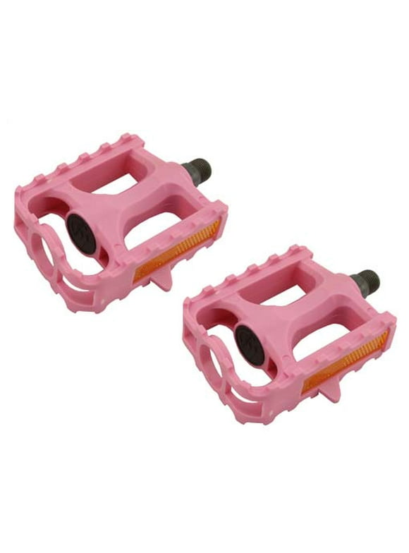 Alta Plastic Kids MTB Bike Pedal Bike Pedals, Multiple Sizes and Colors (Pink, 9/16")