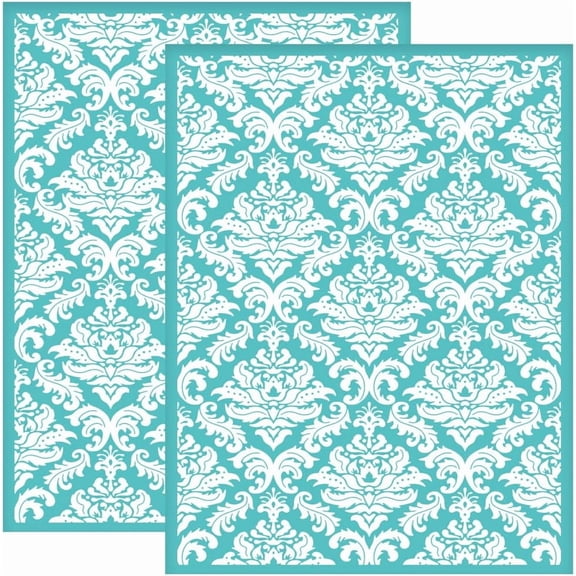 2pcs 8.6x11 Inch Damask Silk Screen Printing Stencils Self-Adhesive Floral Silkscreen Stencils Reusable Washable Flower Mesh Transfer Stencil