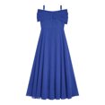 thumbnail image 4 of Miutii Kids Girls Off Shoulder Wedding Bridesmaid Dress 3D Applique Flower Girl Chiffon Dress Pageant Blue 6, 4 of 5