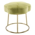 thumbnail image 1 of Linon Tabouret de Coiffeuse Rembourré en Forme de Fleur avec Base Dorée Siena en Velours Vert, 1 of 12