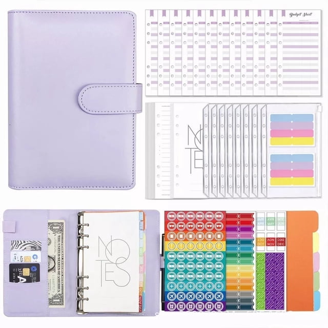 Kit De Carpeta, Cuaderno De Hojas Piel Púrpura