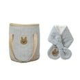 thumbnail image 5 of Thick Cotton Plush Windproof Baby Scarf with Storage Bag, Gray Waffle Knit, 5 of 5