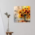 thumbnail image 3 of 10 Inch Wall Clock Battery Operated Square Clock for Office, Kitchen, Outdoor, Living Room,Bouquet of Yellow Sunflowers and Rose Creative, 3 of 4