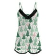 thumbnail image 4 of XIAONU Womens Pajamas Set Christmas Tree Print Festive Loungewear Set Loose Fit Spaghetti Top And Elastic Waist Shorts Sleepwear, 4 of 5