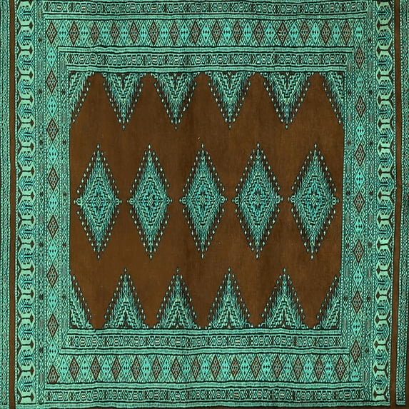 Ahgly Company Indoor Square Persian Turquoise Blue Traditional Area Rugs, 8' Square