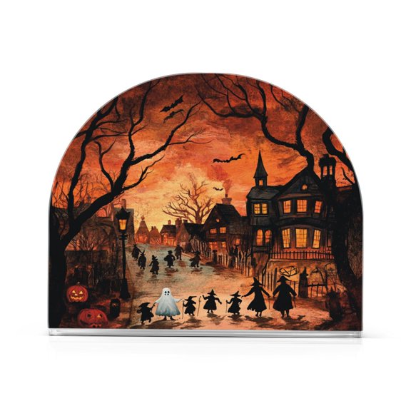 Halloween Horror Thick U Shape Acrylic Napkin Holder Non Slip Space Saving for Kitchen