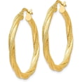 thumbnail image 2 of 14K Yellow Gold Twisted Textured Hoop Earrings - 31mm- Made In Italy, 2 of 6