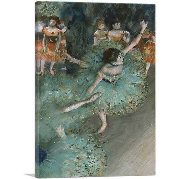 ARTCANVAS Swaying Dancer - Dancer in Green 1879 Canvas Art Print by Edgar Degas - Size: 26" x 18" (0.75" Deep)