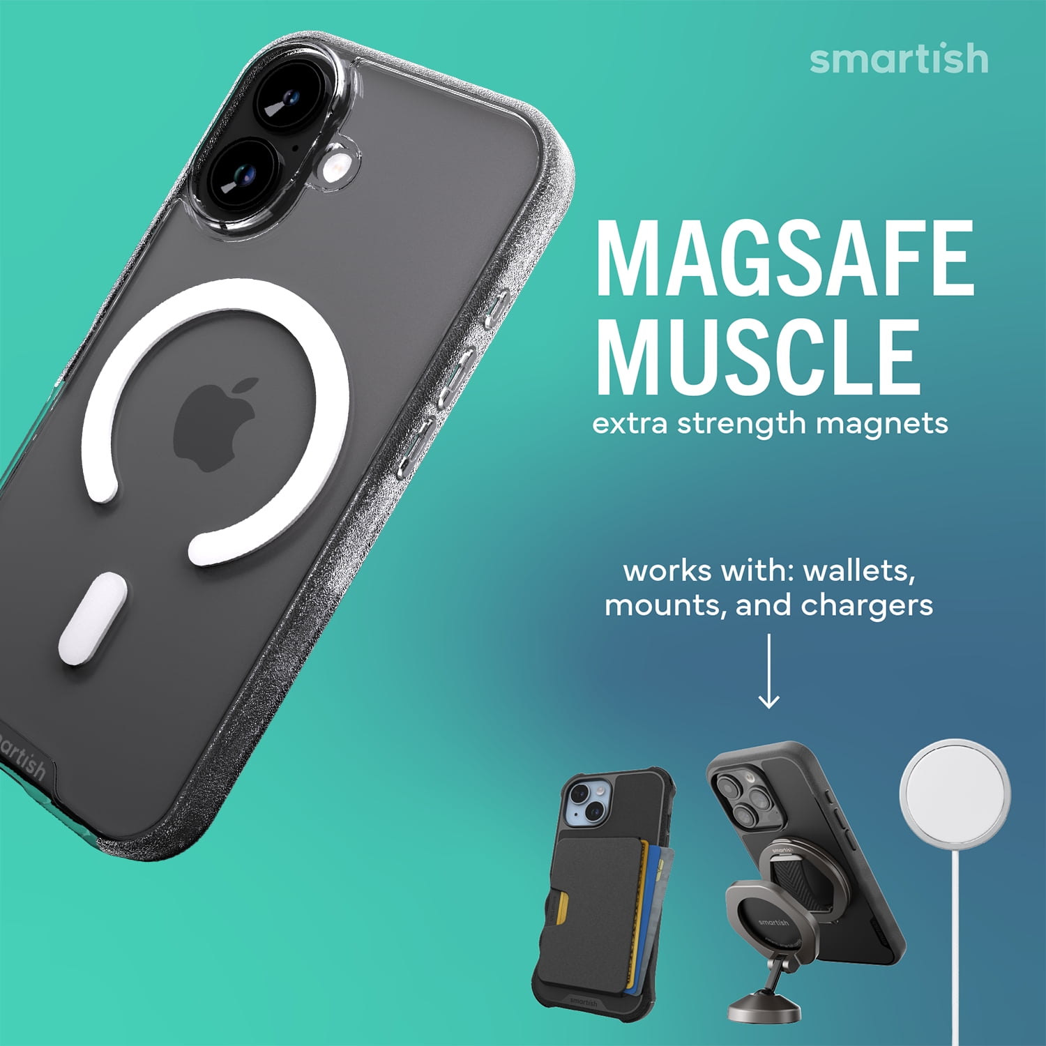 Smartish® iPhone 17 MagSafe Clear Case - Gripmunk Magnetic Slim Case [Lightweight + Protective] Anti-Yellowing Thin Grip Clear Cover for Apple iPhone 17 - Clearly Clear