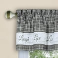 thumbnail image 3 of PowerSellerUSA Live, Laugh, Love 3-Piece Kitchen Curtains and Valance Set, Premium Buffalo Plaid Curtains, Gingham Tier Pair and Valance, Stunning Farmhouse Kitchen Decor, 58" W x 36" L, Gray, 3 of 4