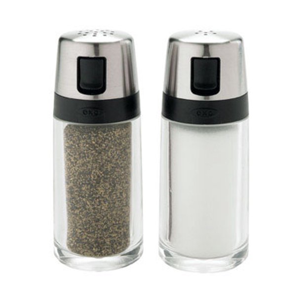 Oxo 1234780 Salt/Pepper Shaker Set 2 oz Capacity Plastic/Stainless