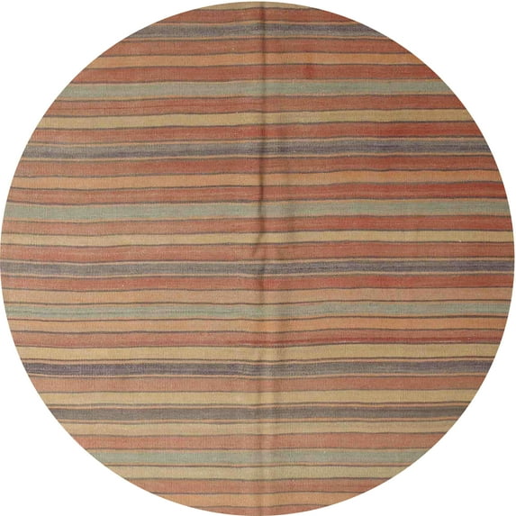 Ahgly Company Indoor Round Contemporary Brown Abstract Area Rugs, 7' Round