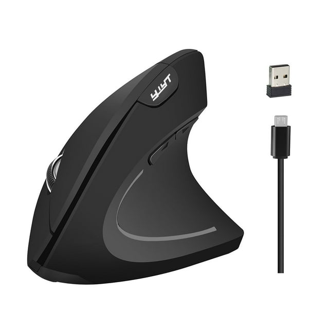 Ratón ergonómico vertical inalámbrico para oficina, hogar, PC, computadora, negro
