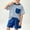 Blue, variant on Boys Summer Outfits Set- Summer Lightweight Striped Short Sleeve Tee Casual Shorts Cute 2Pcs Outfits Black Size 5
