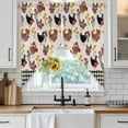 thumbnail image 6 of Farmhouse Rooster Swag Curtains for Kitchen/Bedroom/Living Room, Vintage Watercolor Flowers Black Plaid Scalloped Curtains 63 Inch Long, Window Swag Topper Curtains Valances 2 Panels Set 36"x63", 6 of 8