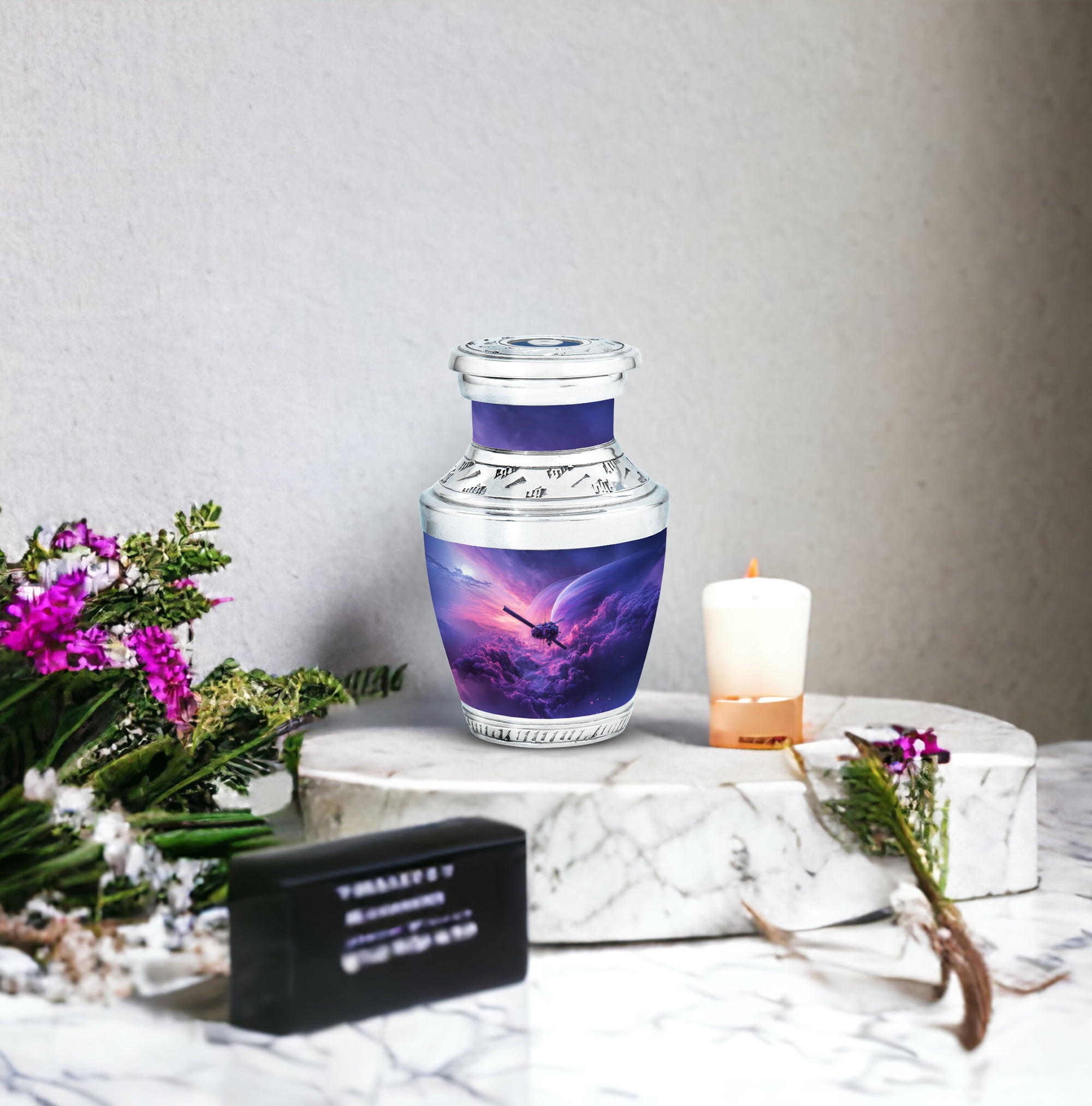 MUKTIVE Spaceship Memorial Urn for Human Ashes for Husband & Wife - Mini Cremation Urns for Adult Male & Female - Miniature Urn for Humans - 3 Inch