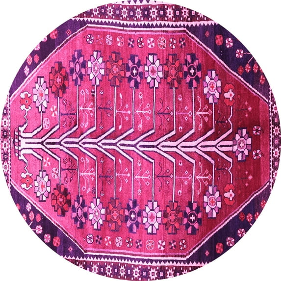 Ahgly Company Indoor Round Persian Pink Traditional Area Rugs, 7' Round