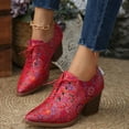 thumbnail image 5 of Woman Boots Chunky Low Heel Pointy Toe Lace-Up Ankle Booties Fashion Casual Tassel Fall Winter Warm Shoes for Women Red 7.5, 5 of 9