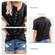 thumbnail image 5 of Top con Botones para Mujer, Color Puro, Dobladillo Irregular, Transpirable, Informal, Suelto, para Picnic, Negro, XXL, 5 of 6