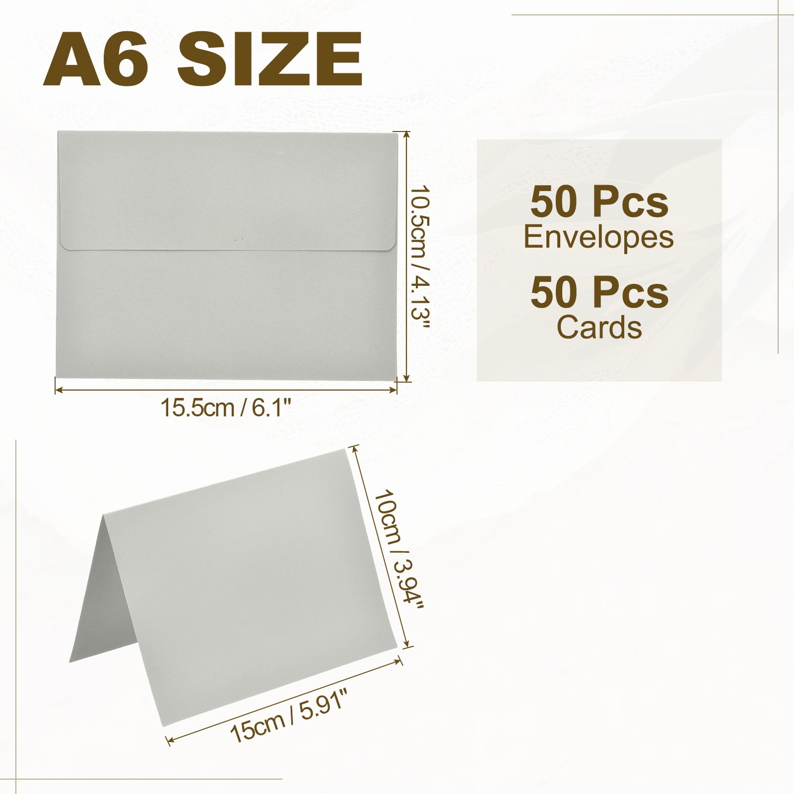 Uxcell 50 Pack Light Gray 4x6 Envelopes with Cards Self Seal A6 Envelopes for Greeting Cards and Invitations