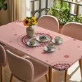 thumbnail image 3 of Pink Floral Table Cloths for 3 Foot Rectangle Tables, Circular Flowers Ethnic Abstract Aesthetic Patio Waterproof Elastic Fitted Tablecloths, Washable Rectangular Table Cover for Camping, 3 of 8