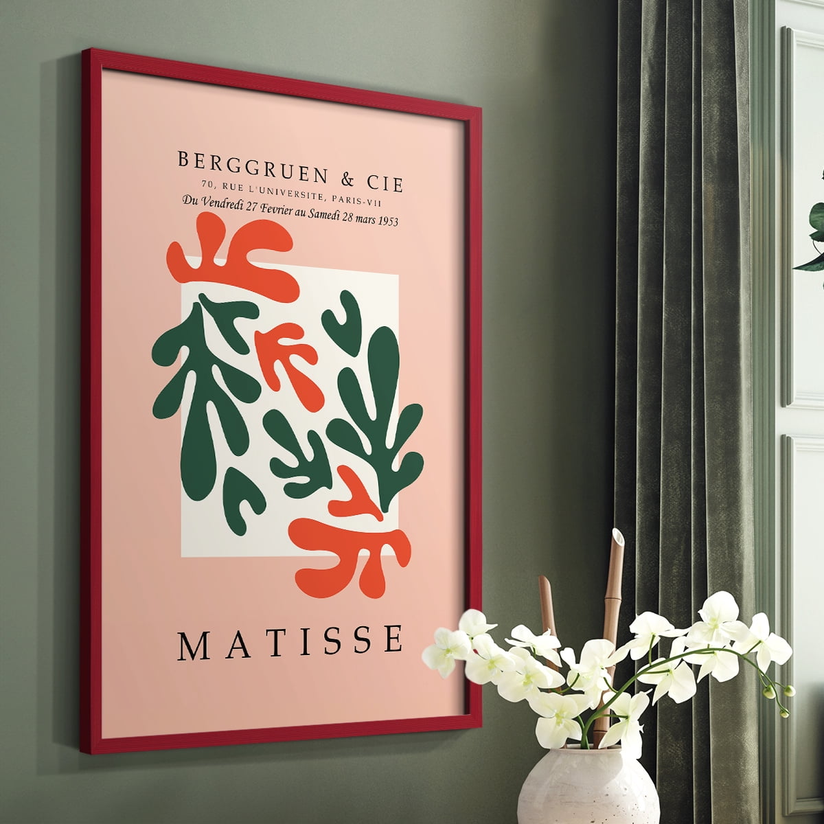 Matisse CDLXIX in Red Solid Wood Framed Print No Nail Hanging