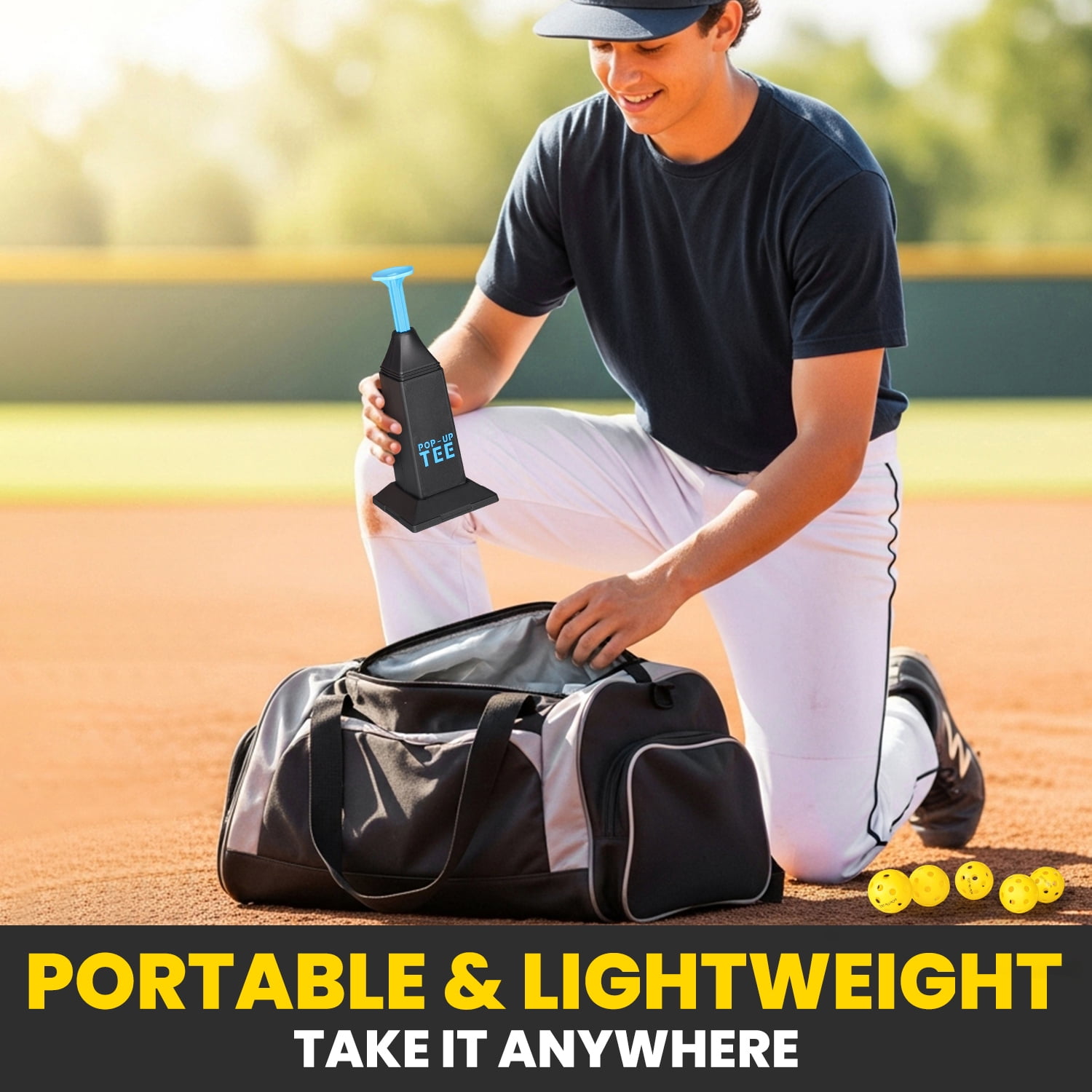 FITPLAY Baseball Training Tee Popper, Pop Up Baseball Trainer Baseball Pitching Machine Without a Pitcher