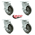 thumbnail image 2 of 5 Inch Gray Polyurethane Wheel Swivel Top Plate Caster Set with Brake SCC, 2 of 2