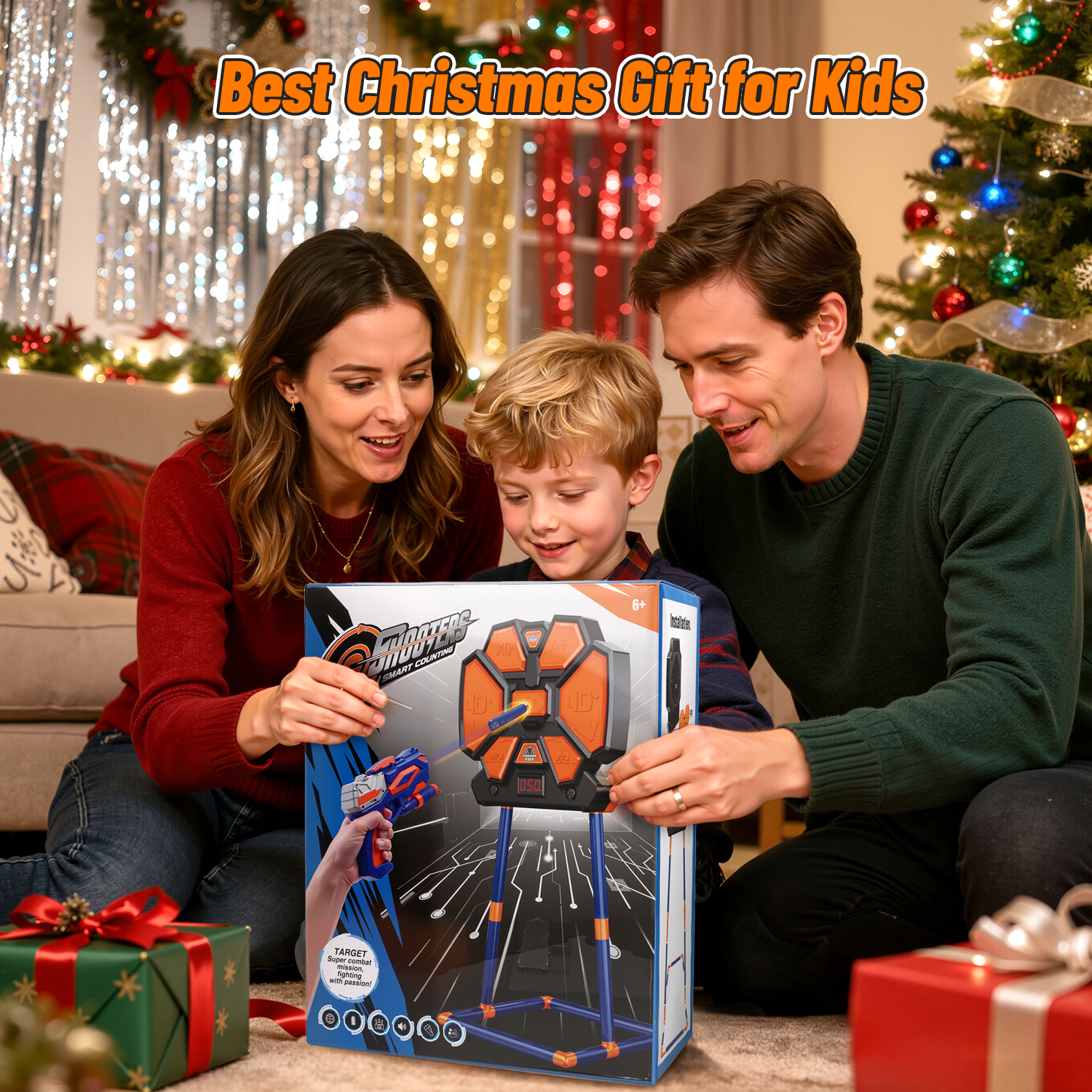 Carsky Electronic Scoring Target Game Set with Foam Dart Blaster, Digital Auto Reset Target Board with Stand, Indoor Outdoor Shooting Challenge Activity