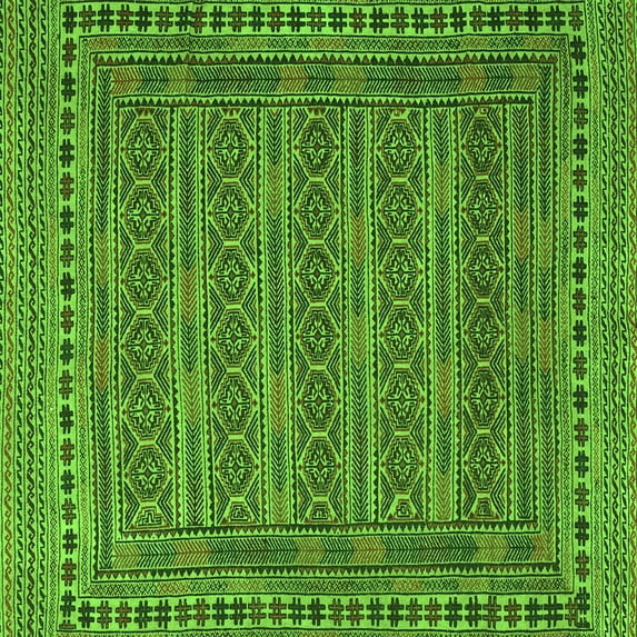 Ahgly Company Indoor Square Southwestern Green Country Area Rugs, 4' Square