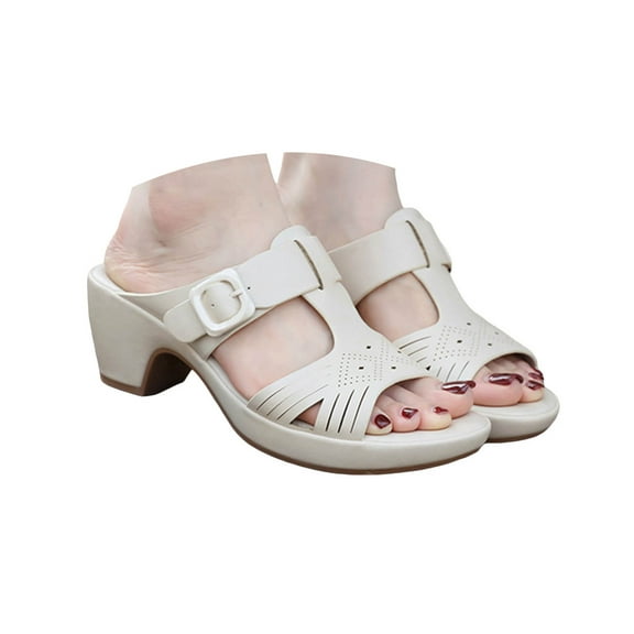 Dakaela Heeled Sandals for Women Arch Support Dressy Slides Mules Comfortable Open Toe Work Walking Shoes